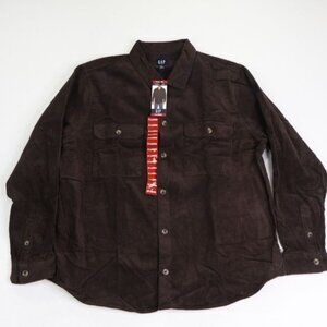 Gap Corduroy Shirt Mens XL Brown Button Up Long Sleeve New Black Coffee